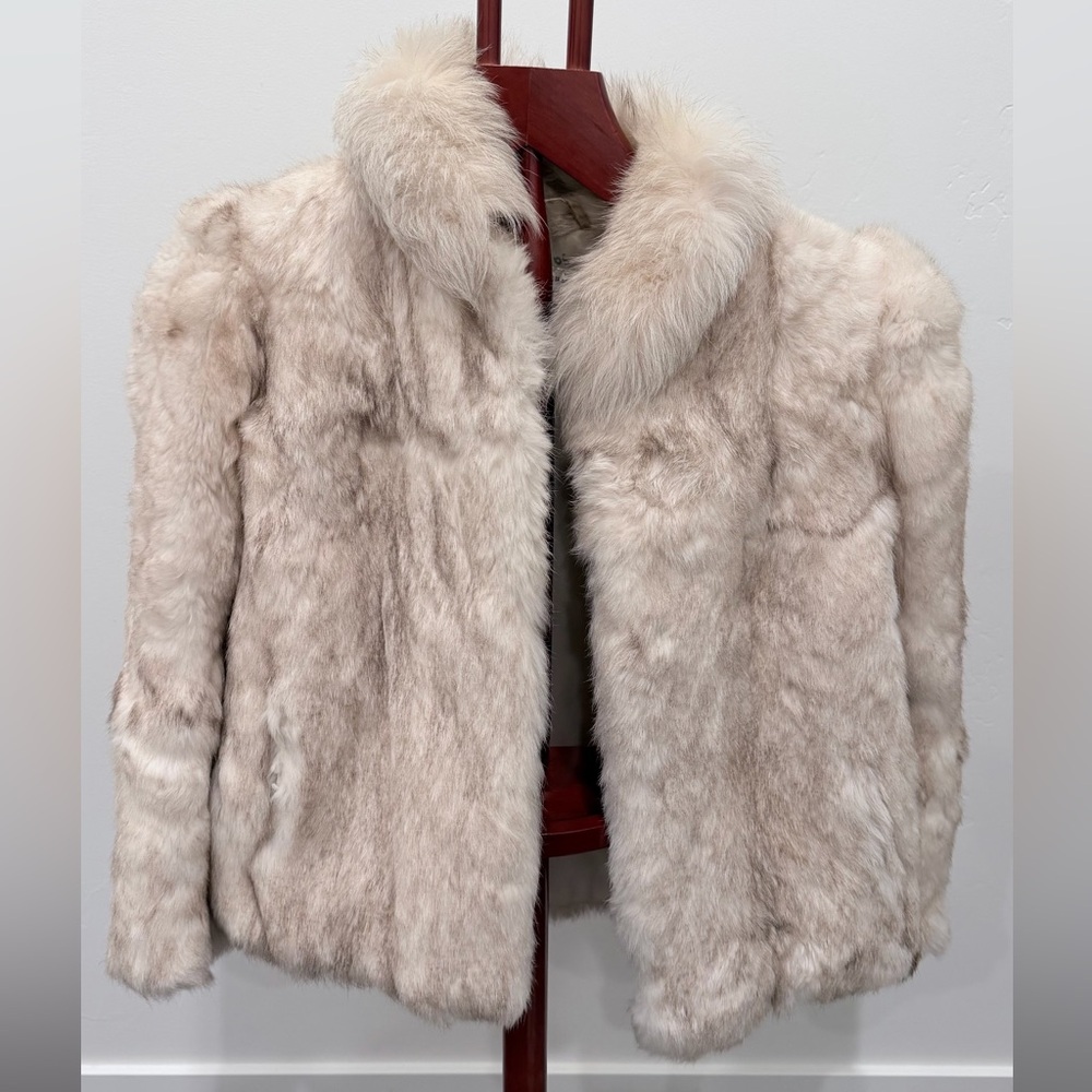 Vintage Elegant Rabbit Cream Fur Jacket